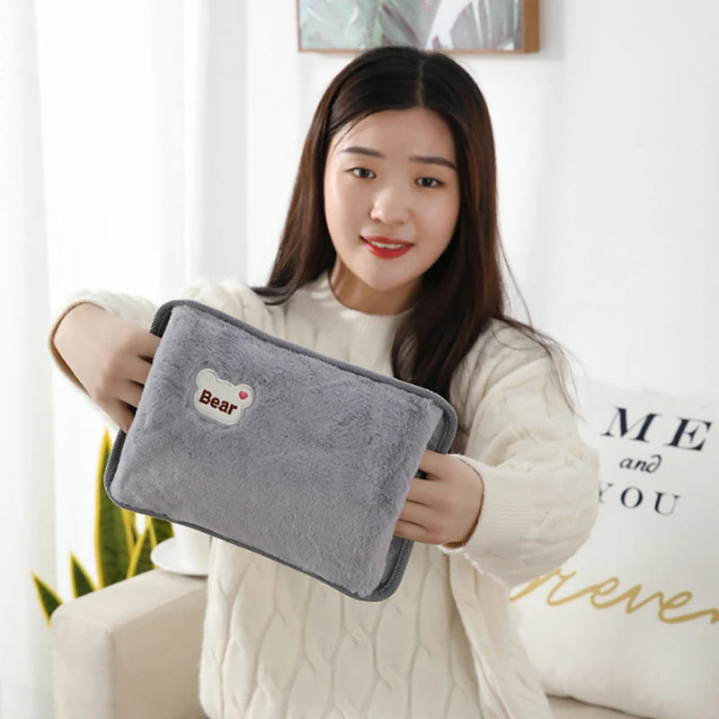Hand Warmer Heat Pack Cute Rechargeable Electric Hot Water Bag Safety Rabbit Fur Reusable Hot Water Bottle Handwarmer