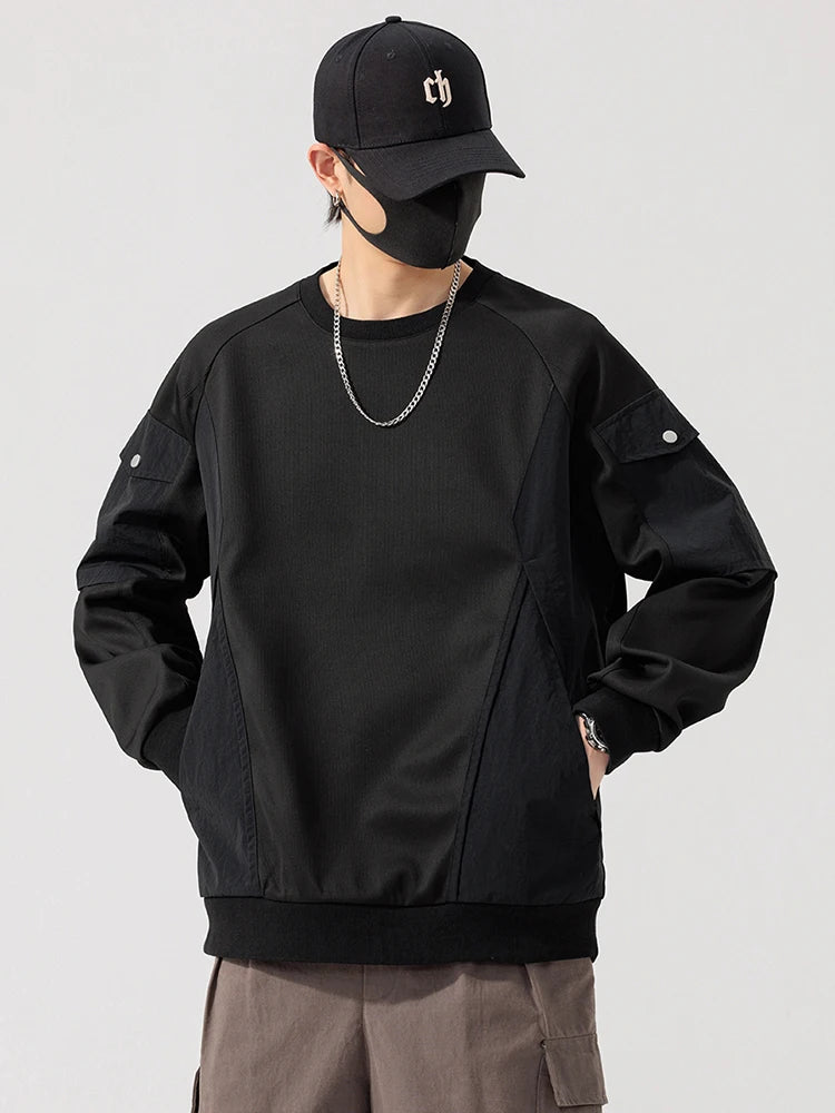 Men's Long Sleeve Sweatshirts Big Size 8XL 7XL 6XL Korean Fashion Patchwork