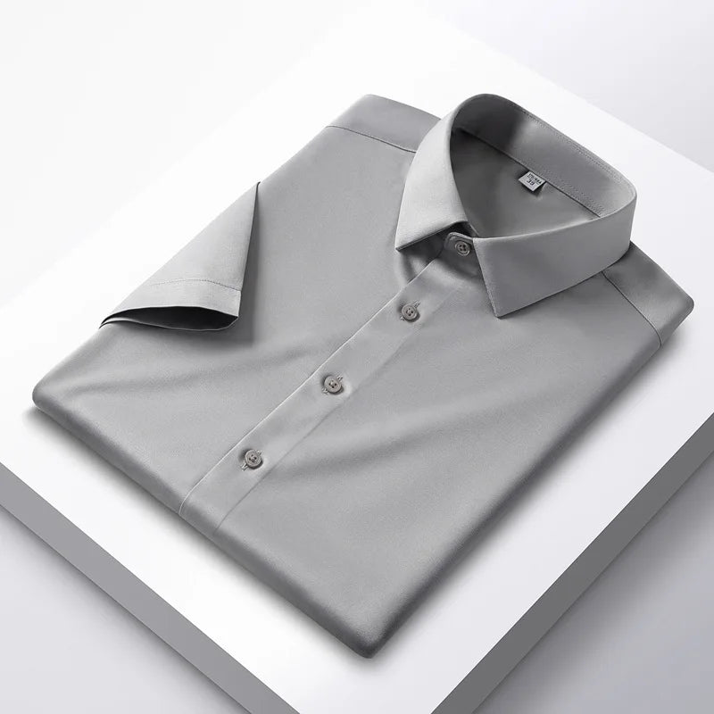 Colorful shirt, short sleeved, summer ice silk, ice feeling, wrinkle resistant inch shirt, resistant shirt