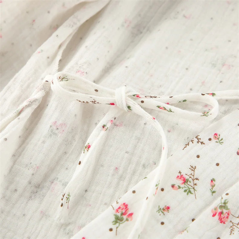 Women's Pajamas With Belt Casual Long-sleeved Shorts Pants Sleepwear Pyjama Nightwear Home Wear