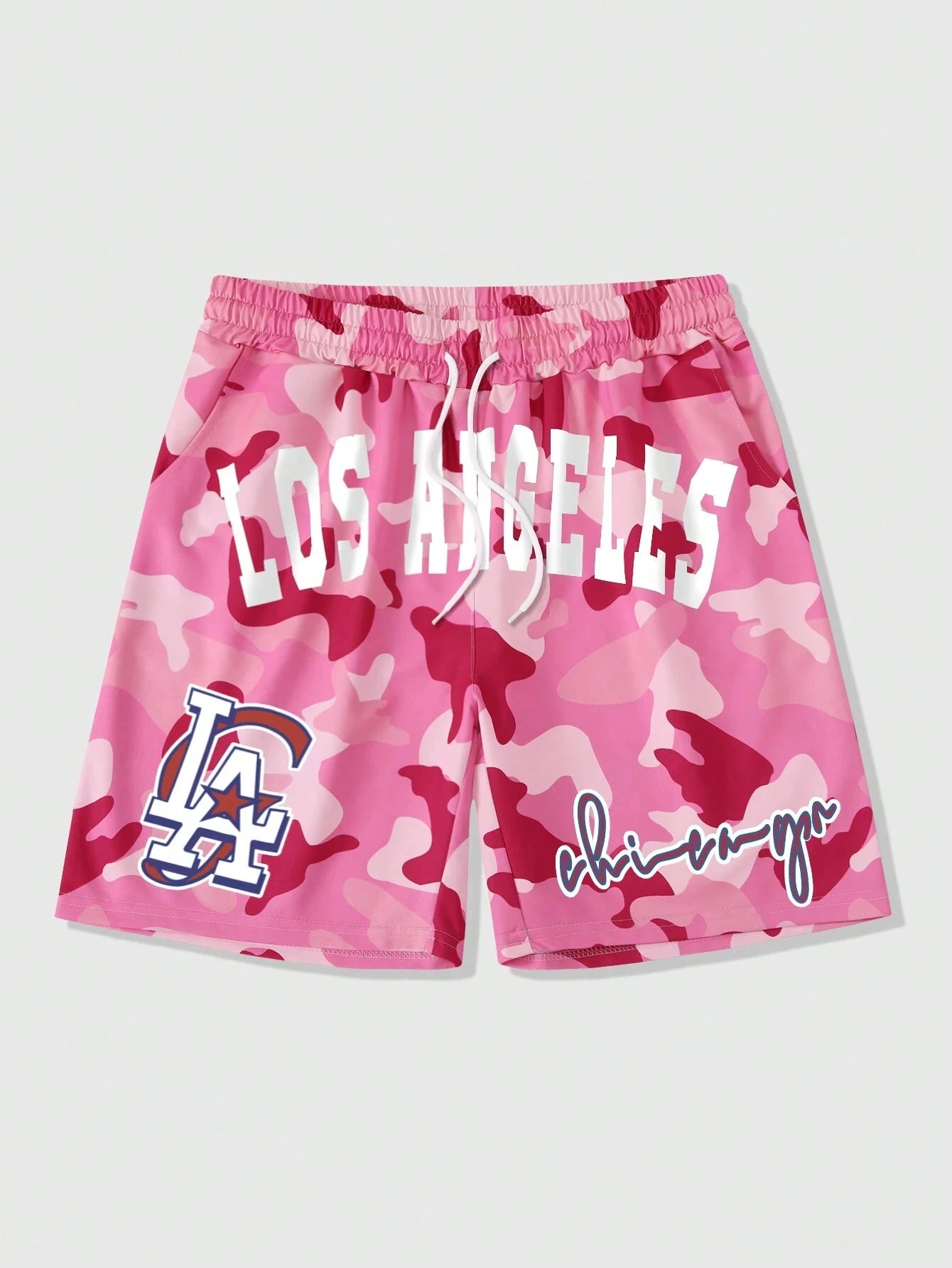 New Summer Men's Los Angeles LA Shorts Breathable Absorb Sweat Quick-drying Gyms Loose Beach