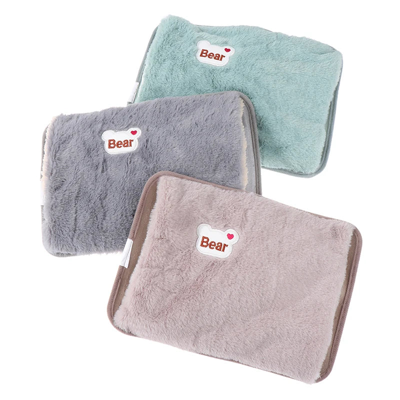 Hand Warmer Heat Pack Cute Rechargeable Electric Hot Water Bag Safety Rabbit Fur Reusable Hot Water Bottle Handwarmer