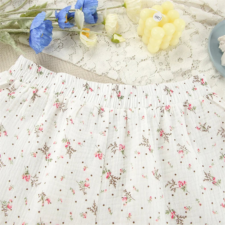 Women's Pajamas With Belt Casual Long-sleeved Shorts Pants Sleepwear Pyjama Nightwear Home Wear