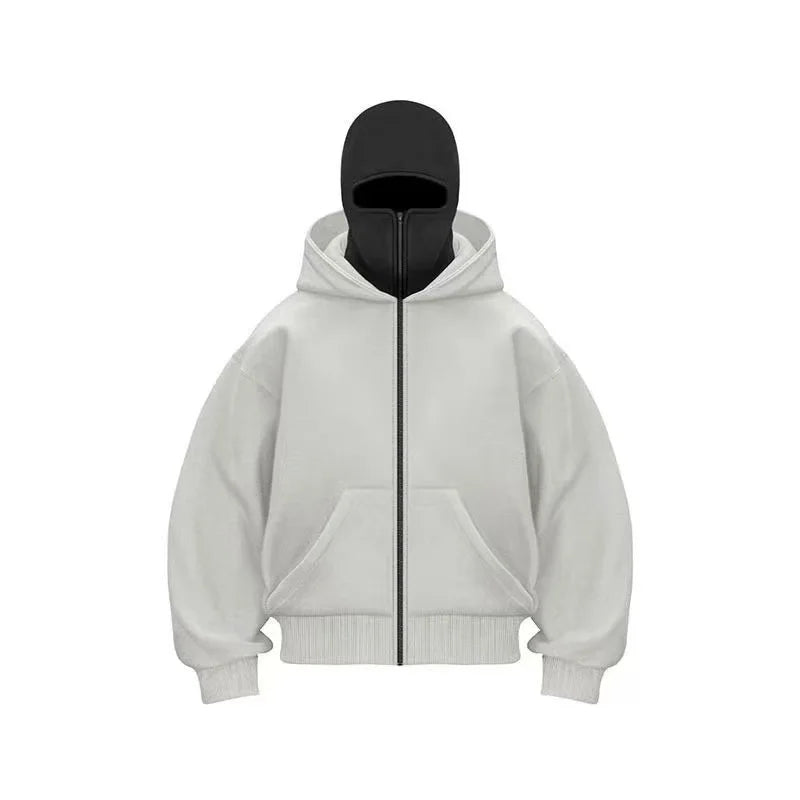 Men's and women's Balaclava Y2K Gothic Harajuku winter new item double hooded sweatshirt