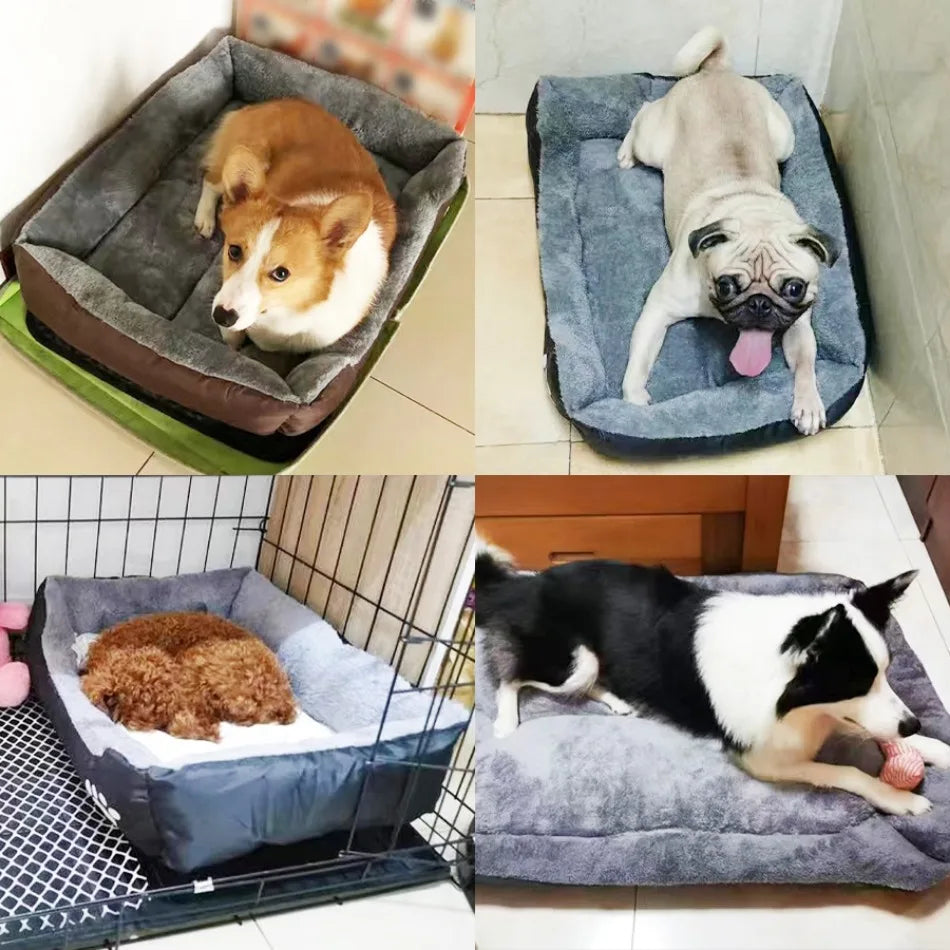 Large Dog Bed Square Plush Cat Nest Kennel All Season Washable Dog Sofa Waterproof Mattress Cat Bed for Medium Dogs Accessories