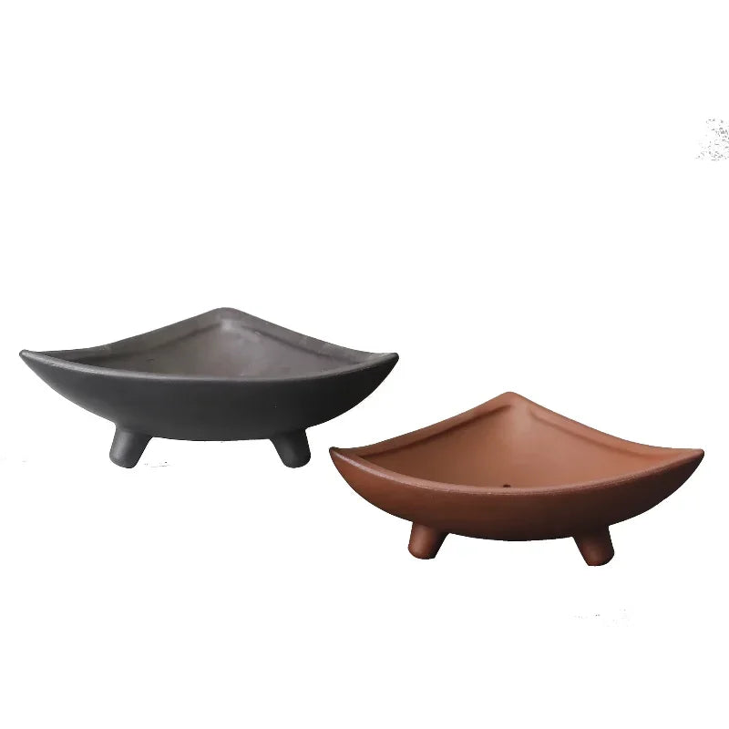 Ceramic Flower Pots for Bamboo Indoor Micro Landscape Plants Purple Clay Pot Decoration