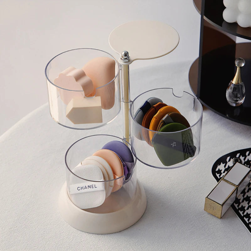 New 360 Degrees Rotatable Makeup Puff Storage BoxDust-proof Cotton Pads Swabs Holder Bathroom Nordic Cotton Pad Beauty Egg