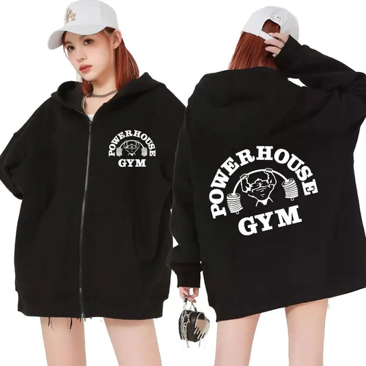 Women's Fashion Gothic Zip Up Geek Fitness Hoodies Sweatshirt Oversized Jacket Coats Streetwear