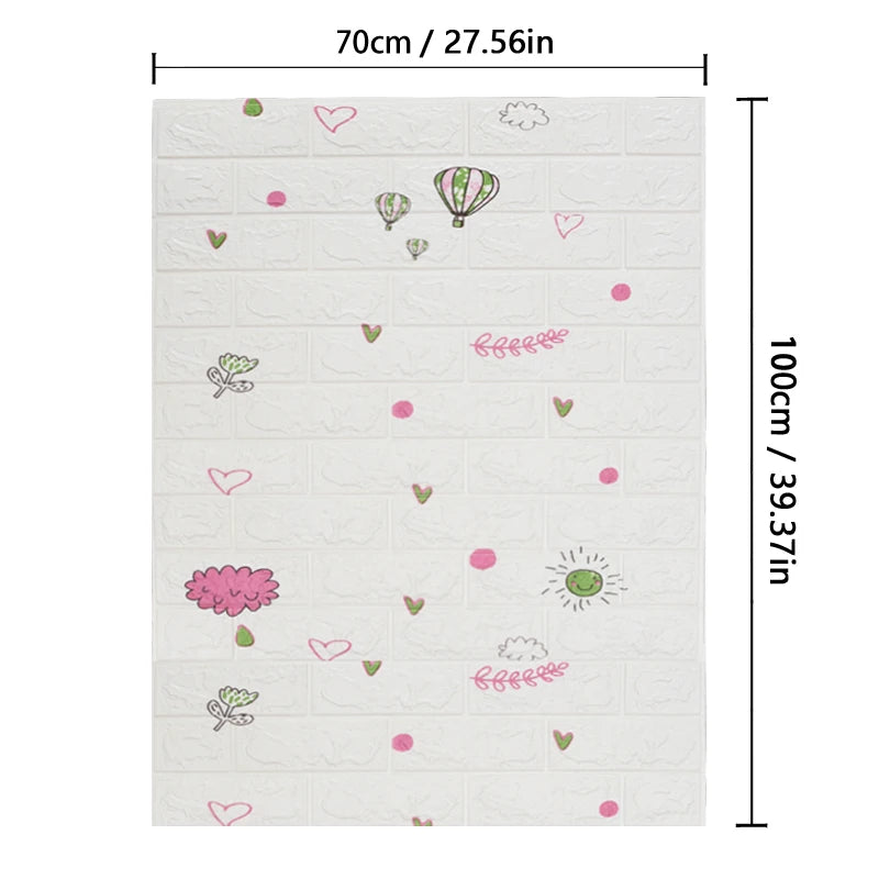 70cm*1m  3D Brick Pattern Wall Panels Wallpaper DIY Waterproof for Living Room Bedroom Kitchen Background Wall Decoration