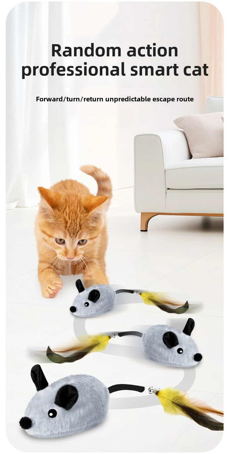 Automatic Sensing Moving Mouse Interactive Cat Toys Electronic Remote Squeaky Cat Toy For Kitten USB Rechargeable Pet Plush Toy