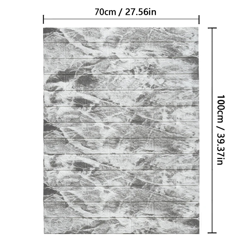 70cm*1m  3D Brick Pattern Wall Panels Wallpaper DIY Waterproof for Living Room Bedroom Kitchen Background Wall Decoration