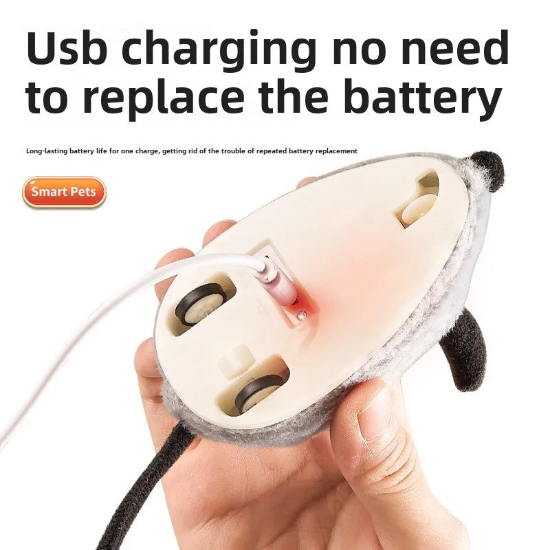 Automatic Sensing Moving Mouse Interactive Cat Toys Electronic Remote Squeaky Cat Toy For Kitten USB Rechargeable Pet Plush Toy