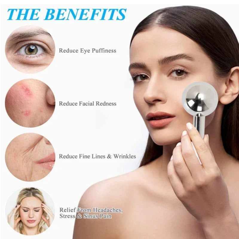 Unisex Stainless Steel Ice Globes – 2PCS Cryo Face Massagers for Skin Care, Puffiness & Relaxation Relief