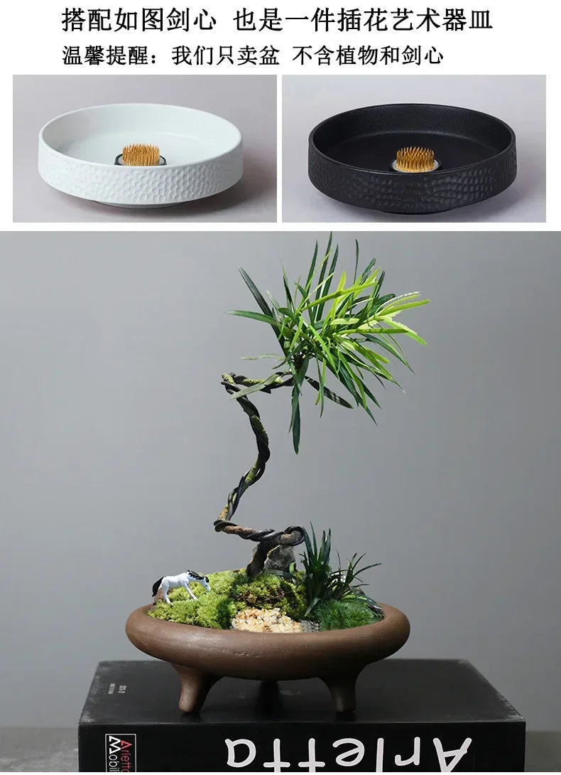 Ceramic Flower Pots for Bamboo Indoor Micro Landscape Plants Purple Clay Pot Decoration