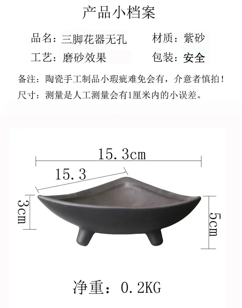 Ceramic Flower Pots for Bamboo Indoor Micro Landscape Plants Purple Clay Pot Decoration