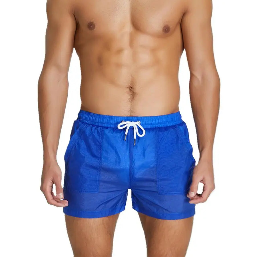 SEOBEAN Summer Mens Shorts Sexy Semi-transparent Quick Dry Shorts Mesh Lined Gyms Joggers