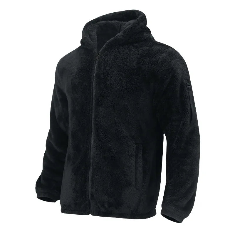 Men Fleece Hoodie Coats Autumn Winter Male Warm Hoody Zip Up Loose Sweatshirt Coats Outwear
