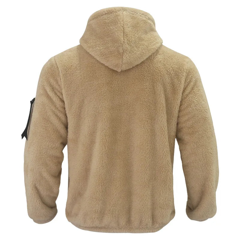 Men Fleece Hoodie Coats Autumn Winter Male Warm Hoody Zip Up Loose Sweatshirt Coats Outwear