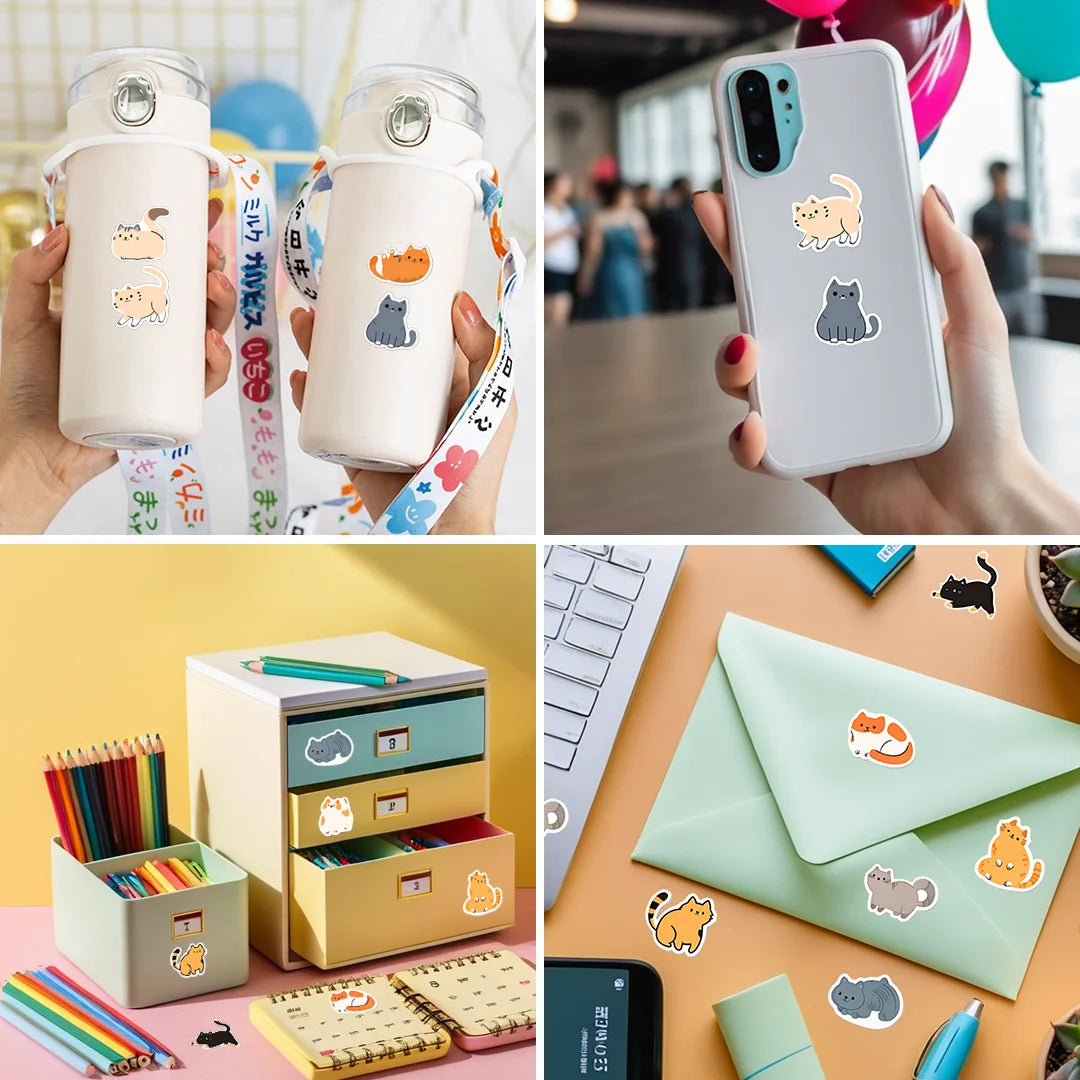 500Pcs/Roll Cute Pet Mimi Cats Stickers 2.5cm/1.0'' 16 Designs Decals Diy Adorn Gifts Suitable for Various Packaging Home Decor