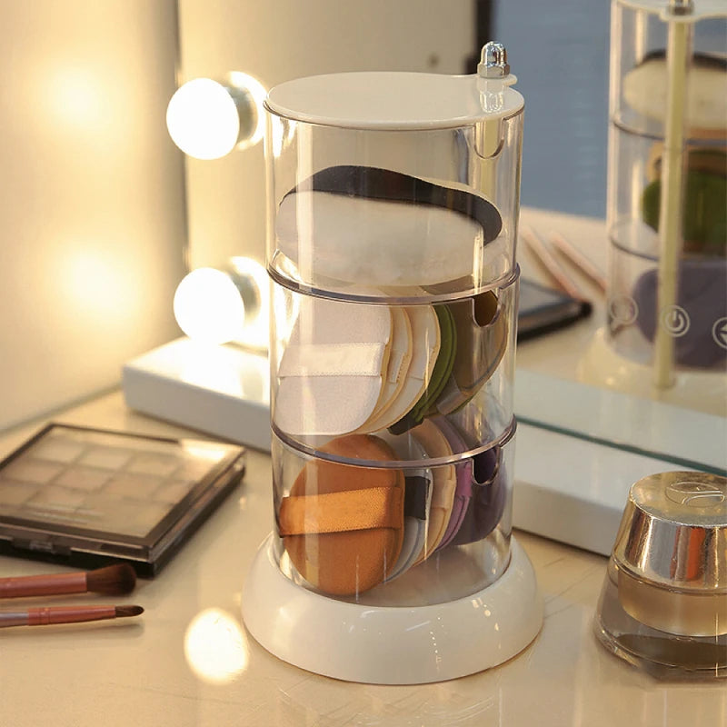New 360 Degrees Rotatable Makeup Puff Storage BoxDust-proof Cotton Pads Swabs Holder Bathroom Nordic Cotton Pad Beauty Egg