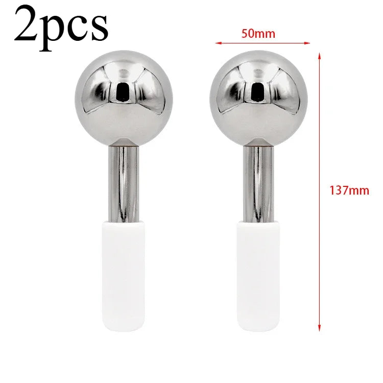 Unisex Stainless Steel Ice Globes – 2PCS Cryo Face Massagers for Skin Care, Puffiness & Relaxation Relief