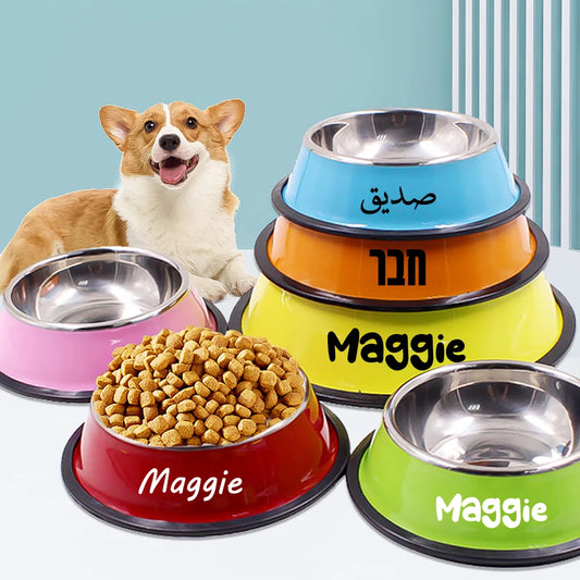 Custom Stainless Steel Pet Dog Bowl Feeder Skidproof Anti-ant Shape Cat Dog Bowls Food Accessories Pet Supplies