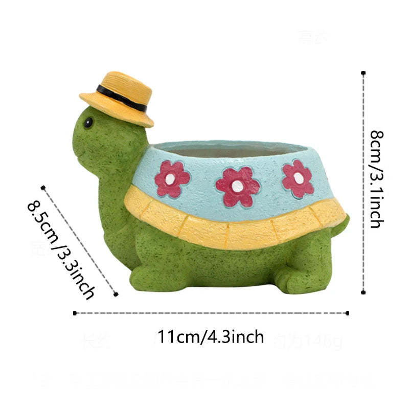 Cartoon Animal Succulent Flower Pot Cute Turtle Flowerpot Garden Planting Pot Desktop Home Decoration Ornaments Garden Planter