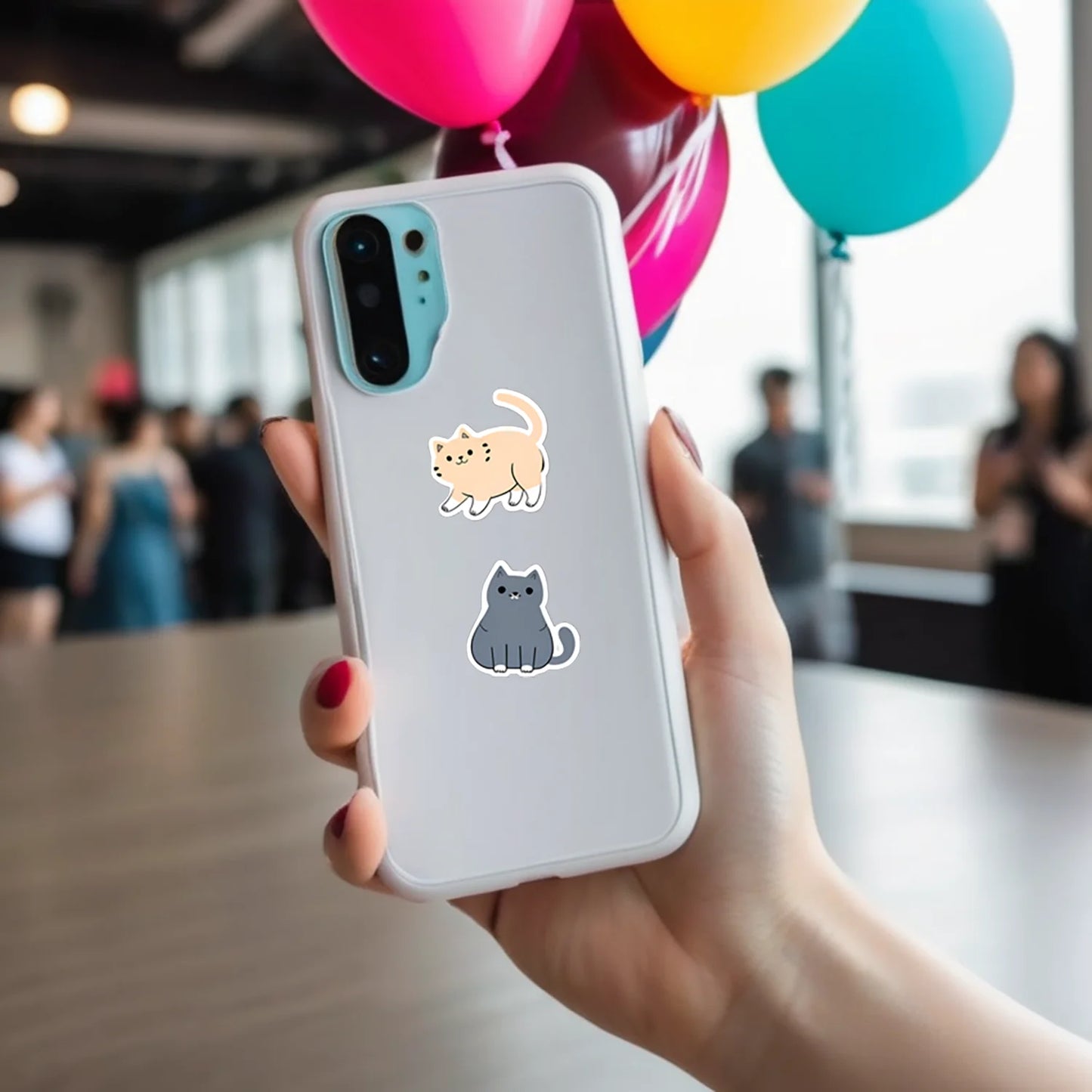 500Pcs/Roll Cute Pet Mimi Cats Stickers 2.5cm/1.0'' 16 Designs Decals Diy Adorn Gifts Suitable for Various Packaging Home Decor