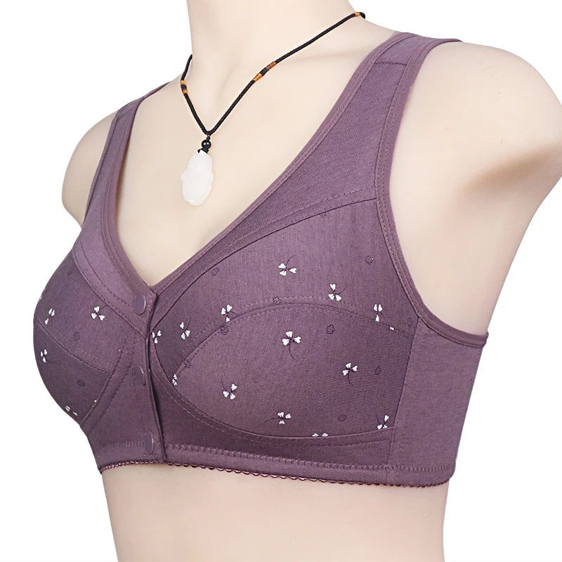 Bra Cotton Women Wire Free Bras Front Closure Brassiere Female Confortable Underwear