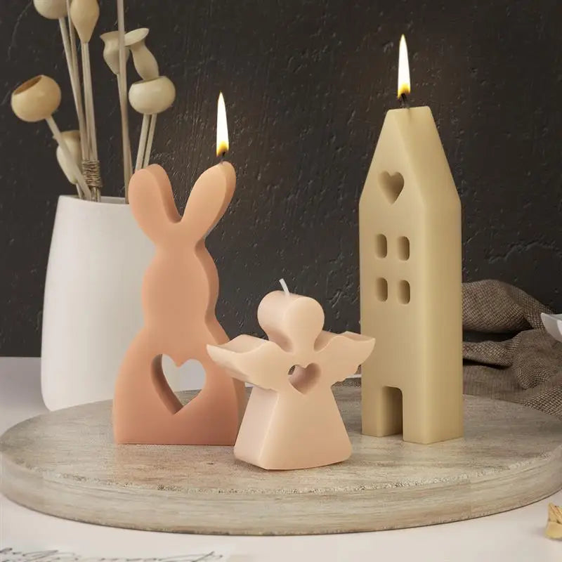 Cute Rabbit Candle Silicone Mold Gypsum Car Mounted Incense Expanding Gypsum Soap Mold Easter Bunny Aromatherapy Candle Mold