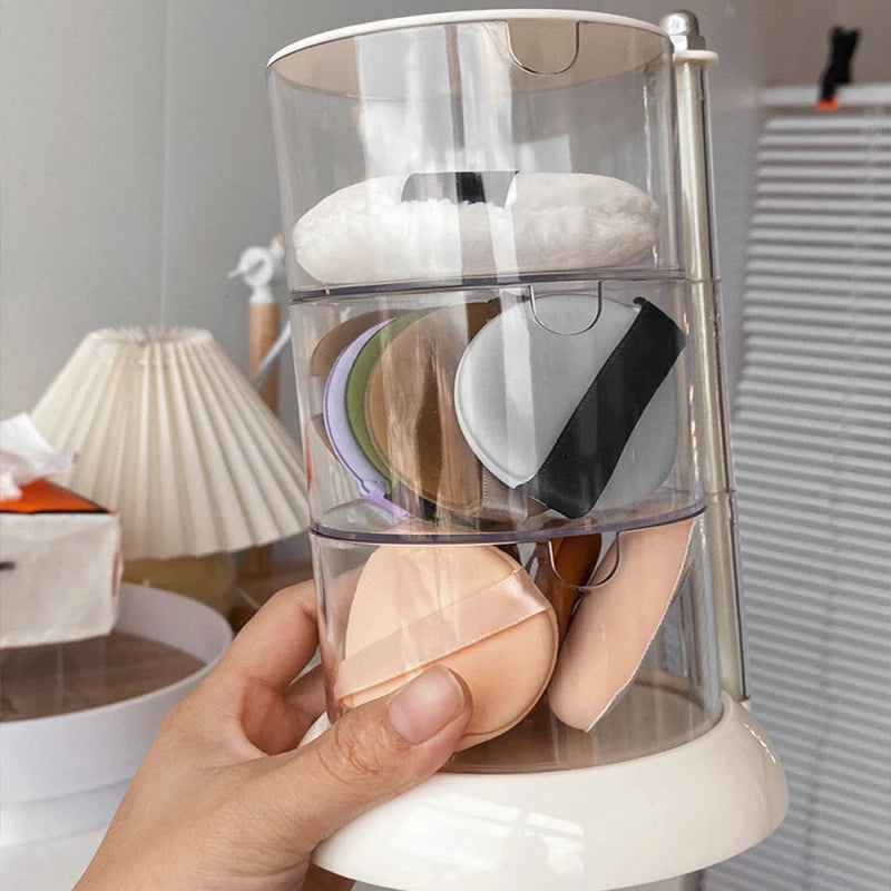 New 360 Degrees Rotatable Makeup Puff Storage BoxDust-proof Cotton Pads Swabs Holder Bathroom Nordic Cotton Pad Beauty Egg