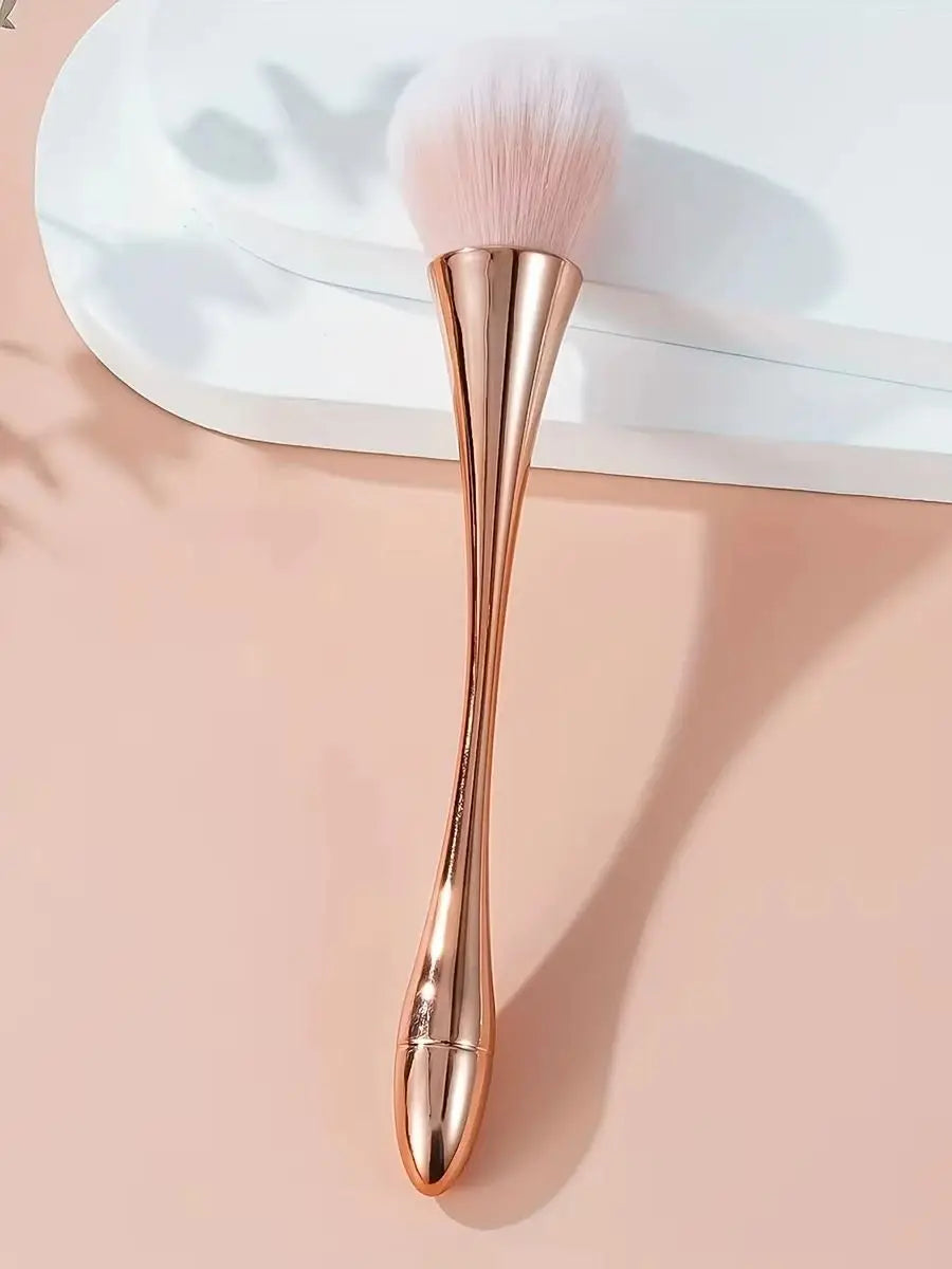 Rose Golden Fan Makeup Brush,Cosmetic Brush Loose Powder Brush ,Highlighting Brush Blush Brush-Soft Hair Makeup Fixing