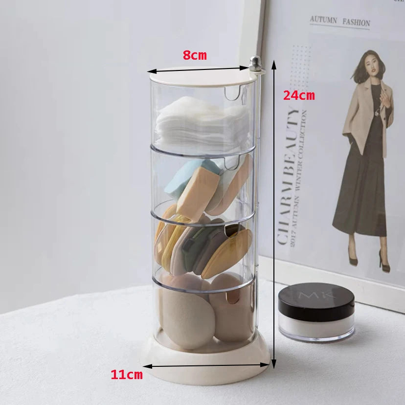 New 360 Degrees Rotatable Makeup Puff Storage BoxDust-proof Cotton Pads Swabs Holder Bathroom Nordic Cotton Pad Beauty Egg